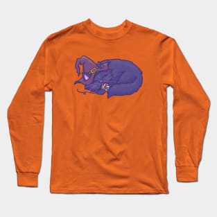 Purple Witch Cat Halloween Long Sleeve T-Shirt